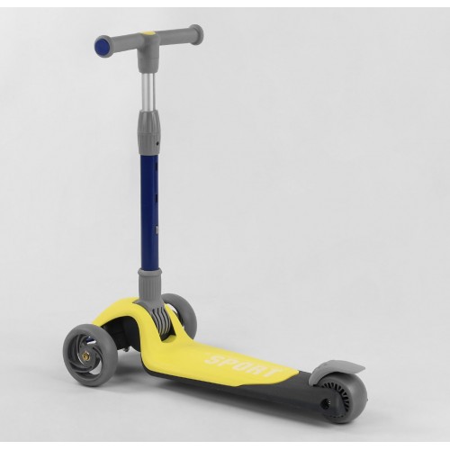Самокат триколісний Best Scooter складане алюмінієве кермо, 3 колеса PU зі світлом Black/Yellow (102033)