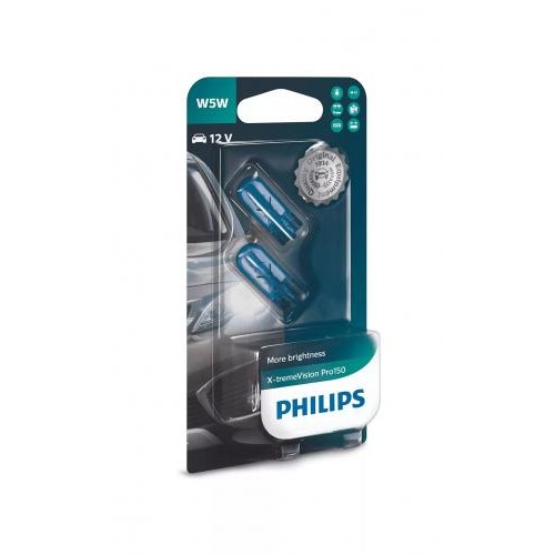 Автолампа Philips 12961XVPB2 W5W 12V W2.1X9.5d X-tremeVision Pro150 +150% 2шт/блістер в інтернет супермаркеті PbayMarket!