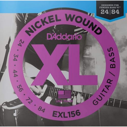 Струни для електрогітари D'Addario EXL156 Nickel Wound Guitar/Bass Electric Strings 24/84 Струни для електрогітари D'Addario EXL156 Nickel Wound Guitar/Bass Electric Strings 24/84