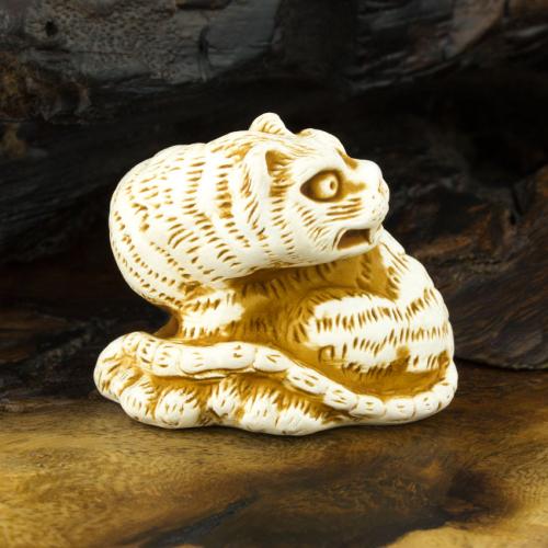 Статуетка Нецке Тигр Netsuke Гіпс 4.1x3.5x3 см Бежевий (00748)