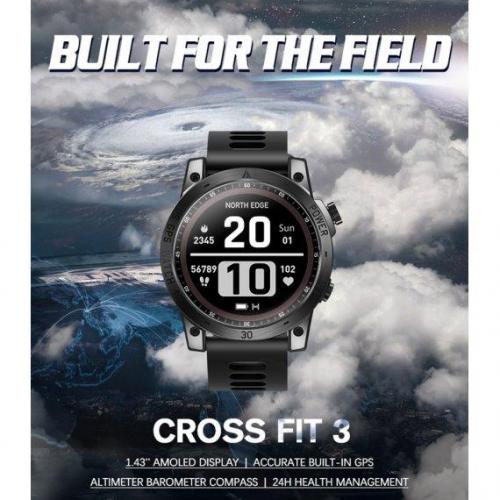 Чоловічий наручний розумний годинник North Edge CrossFit GPS з компасом Black Чоловічий наручний розумний годинник North Edge CrossFit GPS з компасом Black