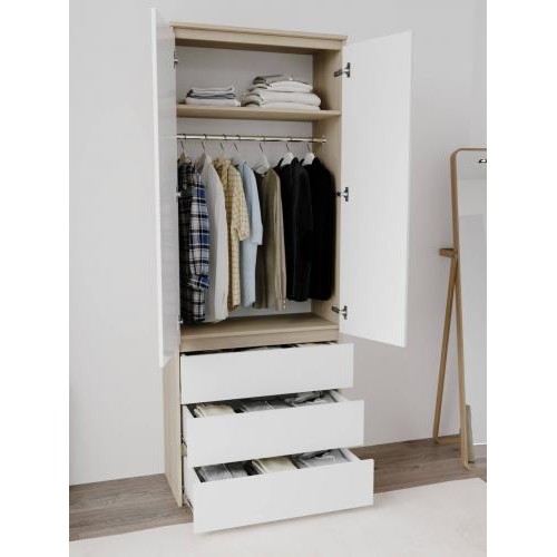 Шафа з 3-ма ящиками Меблева Площа 80х50х211 см Дуб сонома + Білий Шафа з 3-ма ящиками Меблева Площа 80х50х211 см Дуб сонома + Білий