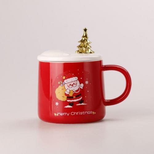 Керамічна чашка Happy Life 500 мл Merry Christmas з кришкою і ложкою Червоний (HPCY8279R) в інтернет супермаркеті PbayMarket!