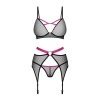 Комплект білизни з поясом для панчох Obsessive Novenes 3-pcs set XL/2XL (SX0618)