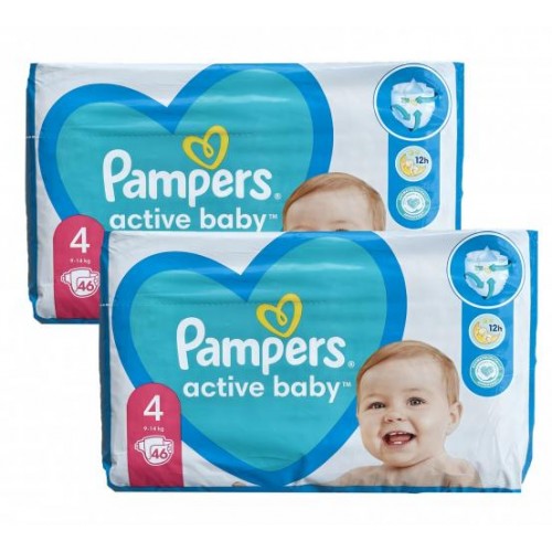 Дитячі одноразові підгузки Pampers Active Baby 4 MAXI 9-14 кг 92 шт