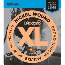 Струни для електрогітари D'Addario EXL115W Nickel Wound Medium/Blues-Jazz Rock Electric Wound 3rd 11/49
