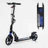 Двоколісний складаний самокат ліхтарик 2 амортизатора дискове гальмо Best Scooter 100 кг Black and blue (114293)