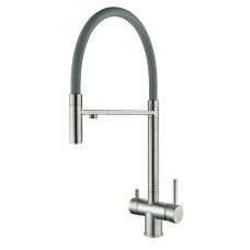 Кухонний змішувач на дві води з гнучким виливом Zerix KIT-021 Refl.Gray (нерж. сталь) (ZX4861)