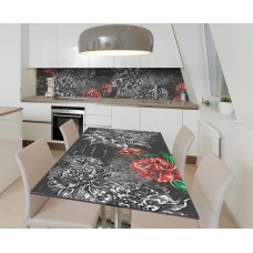 Наклейка 3Д вінілова на стіл Zatarga «Чорно-червоний дует» 600х1200 мм для будинків, квартир, столів, кофейн,