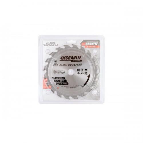 Диск пильний GRANITE для дерева з твердосплавними напайками 180х22.2х20Т адаптер 22.2-20 8400 об/хв 5-18-020 Диск пильний GRANITE для дерева з твердосплавними напайками 180х22.2х20Т адаптер 22.2-20 8400 об/хв 5-18-020