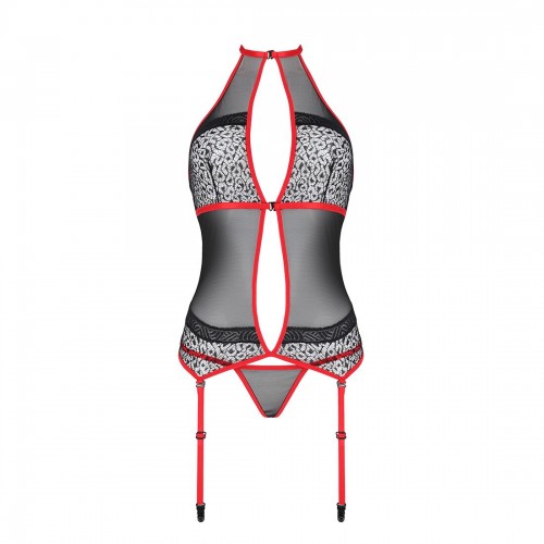 Корсет з пажами PassionSATARA CORSET L/XL red, стрінги, мереживо, застібки спереду та ззаду в інтернет супермаркеті PbayMarket!