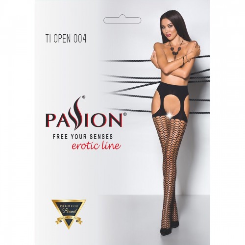 Еротичні колготки TIOPEN 004 black 3/4 (fishnet 40 den) - Passion, імітація панчох і пояса в інтернет супермаркеті PbayMarket!