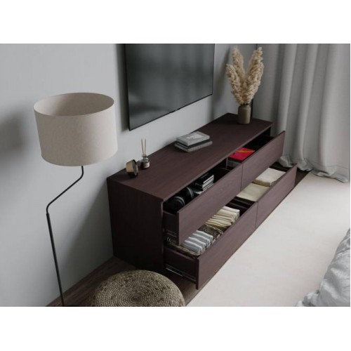 Тумба ТВ з 4-ма ящиками Меблева Площа 140х40х53 см Венге Тумба ТВ з 4-ма ящиками Меблева Площа 140х40х53 см Венге