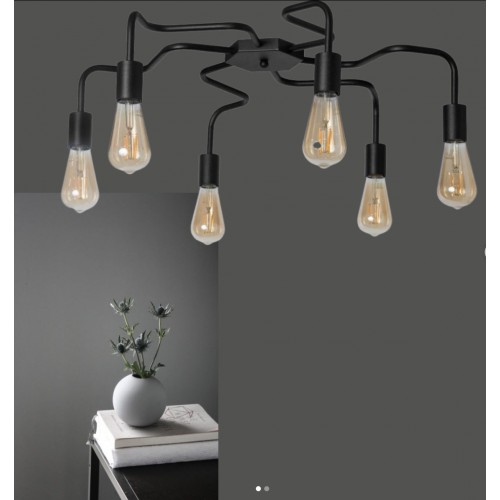 Люстра лофт MSK Electric Laminari стельова на шість ламп NL 17503-6 BK