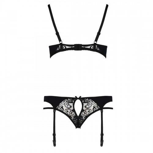 Комплект білизни PAULINE SET black XXL/XXXL - Passion: стрепи: ліф, стрінги і пояс для панчох в інтернет супермаркеті PbayMarket!