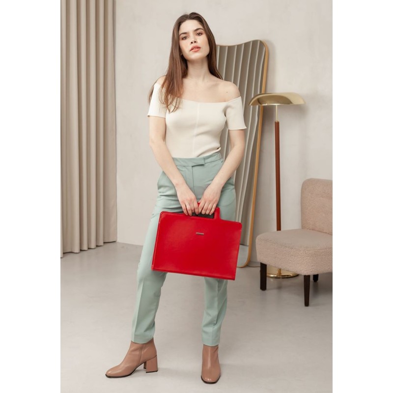 Жіноча шкіряна сумка для ноутбука і документів червона BlankNote