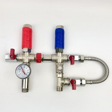 Комплект підключення для бойлера водонагрівача Kvant Labaratory 12.1 BYPASS   з байпасом і термометром  1/2