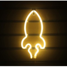 Настінний неоновий світильник нічник Ракета жовта Angel