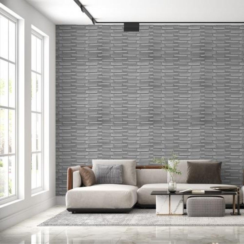 Самоклеюча декоративна 3D панель сіра кладка в рулоні 19.6 м 3D Loft 19600x700x5мм