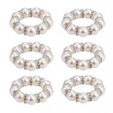 Перстні для серветок Перлини Мальва 6 шт Cріблясто-білий