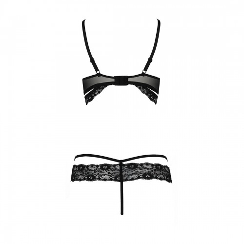 Комплект білизни зі стреп Passion SARIA SET L/XL Black, відкритий доступ, відкрита чашка, мереживо в інтернет супермаркеті PbayMarket!