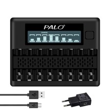 Зарядний пристрій на 8 штук NI-MH акумуляторних батарейок АА або ААА з LCD екраном Palo NC32