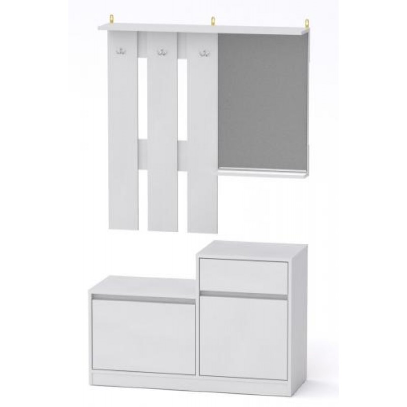 Передпокій із дзеркалом Компанит Влада 100,2х38х168,3 см Альба білий