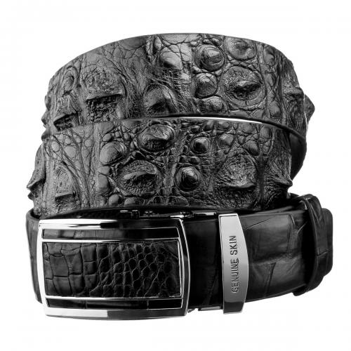 Ремінь-автомат CROCODILE LEATHER із натуральної шкіри крокодила Чорний (18239) Ремінь-автомат CROCODILE LEATHER із натуральної шкіри крокодила Чорний (18239)