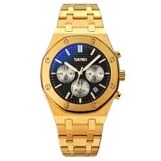 Чоловічий наручний класичний годинник Skmei 9296 Золотий