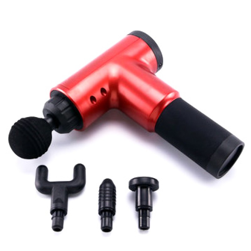 Акумуляторний масажер для тіла 4 насадки Fascial Gun KH-320 Червоний (VD201605935)