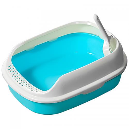 Туалет для кішок з лопаткою Taotaopets 226611 Blue 40х29х13.5 см Туалет для кішок з лопаткою Taotaopets 226611 Blue 40х29х13.5 см