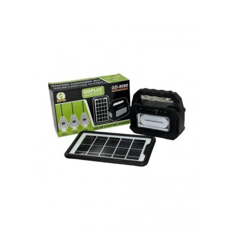 Ручний прожектор ліхтар із повербанком GDPlus GD-8080 4000 мА/год із сонячною панеллю/лампою (1988420937)
