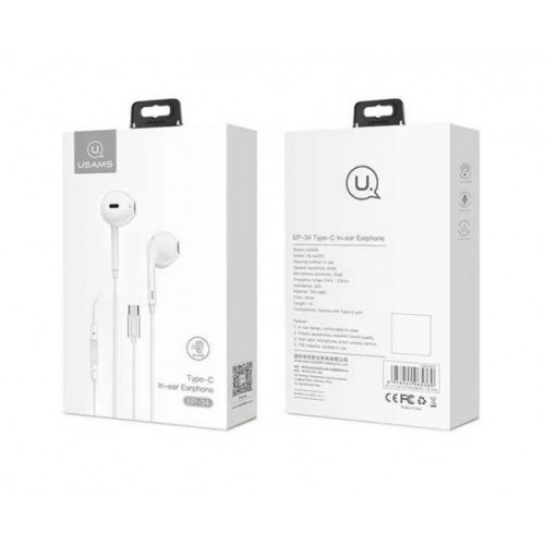 Гарнітура Usams EP-34 USB-C White (HSEP3401)