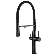 Кухонний змішувач на дві води з гнучким виливом Mixxus VTM-021 Black Refl.Black (MI6089)