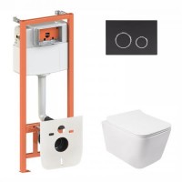 Набір Qtap Інсталяція 3 В 1 Nest Qt0133M425 З Панеллю Змиву Круглою Qt0111M11V1146Mb + Унітаз З Сидінням Crow Qt05335170W Набір Qtap Інсталяція 3 В 1 Nest Qt0133M425 З Панеллю Змиву Круглою Qt0111M11V1146Mb + Унітаз З Сидінням Crow Qt05335170W