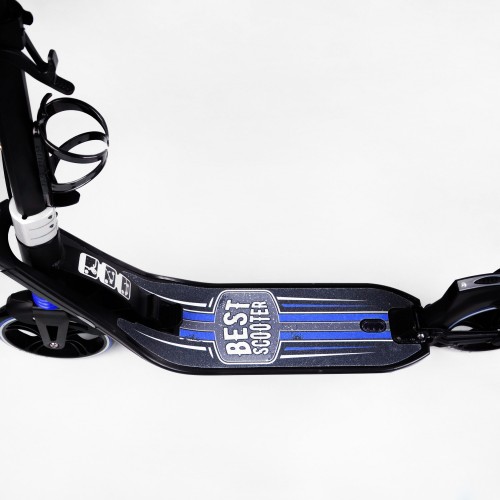 Двоколісний складаний самокат ліхтарик 2 амортизатора Best Scooter 100 кг Black and blue (114436)