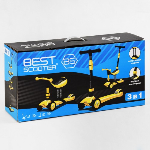 Самокат-велобіг триколісний Best Scooter колеса PU зі світлом 3 в 1 70 кг Green (105635)