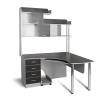 Стіл комп'ютерний Тиса Мебель СК-13 Алюміній Венге 2060x1400x1500 мм Стіл комп'ютерний Тиса Мебель СК-13 Алюміній Венге 2060x1400x1500 мм