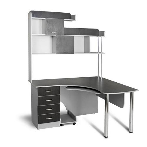 Стіл комп'ютерний Тиса Мебель СК-13 Алюміній Венге 2060x1400x1500 мм