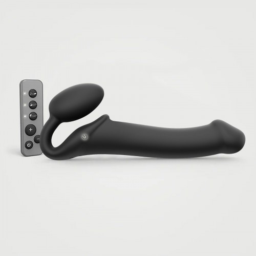 Безремінний страпон з вібрацією Strap-On-Me Vibrating Black L, діаметр 3,7см, пульт ДК, регульований в інтернет супермаркеті PbayMarket!