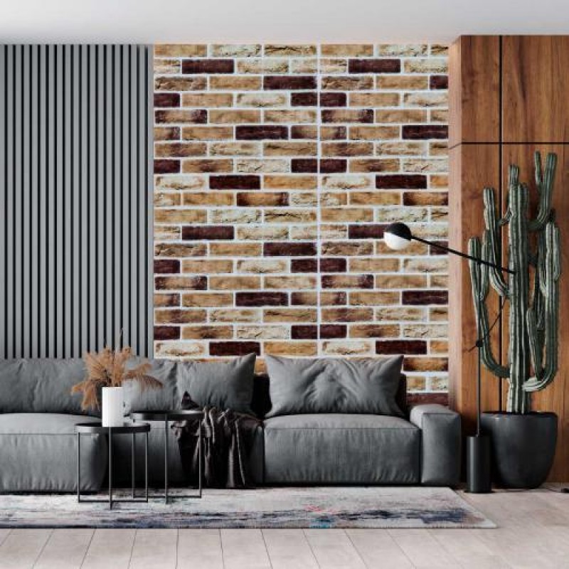 Самоклеюча декоративна 3D панель цегла 3D Loft пісочний клінкер 700x700x5 мм (415)