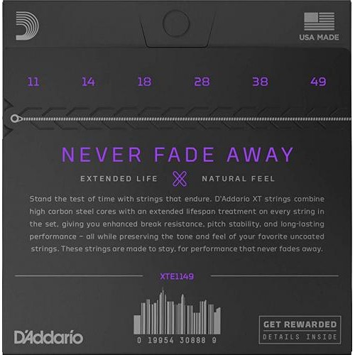 Струни для електрогітари D'Addario XTE1149 XT Medium Blues-Jazz Rock 11/49 Струни для електрогітари D'Addario XTE1149 XT Medium Blues-Jazz Rock 11/49