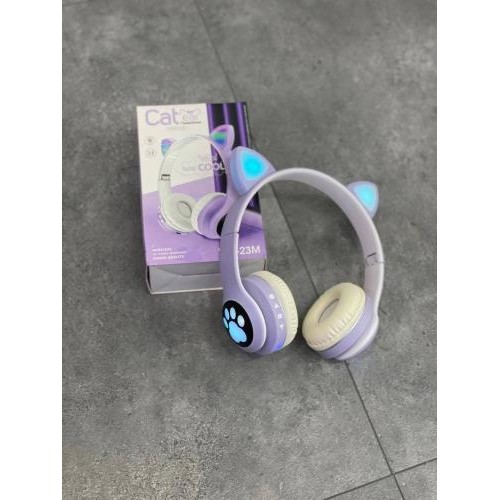 Повнорозмірні навушники бездротові Cat Headset M23 Bluetooth з RGB підсвічуванням та котячими вушками Purple в інтернет супермаркеті PbayMarket!