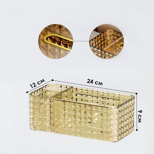 Настільна коробка-органайзер для серветок Lesko 3329 Gold 13179-84241 Настільна коробка-органайзер для серветок Lesko 3329 Gold 13179-84241