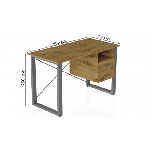 Письмовий стіл із ящиками Ferrum-decor Оскар 750x1400x700 метал Сірий ДСП Дуб Артізан 16 мм (OSK0083) в інтернет супермаркеті PbayMarket!