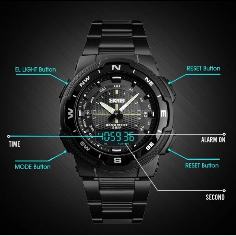 Чоловічий наручний годинник Skmei Marshal Black VIP