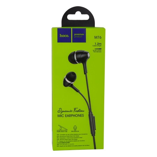 Дротові навушники вакумні з мікрофоном Hoco 3.5 mm M76 Maya 1.2 m Black