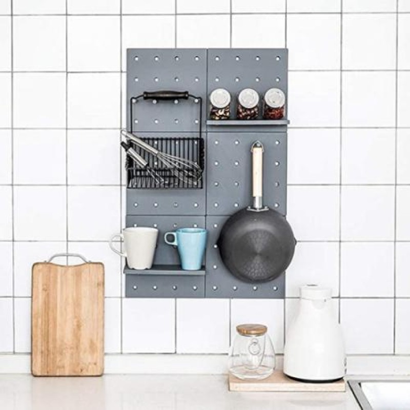 Підвісна панель полиця-органайзер на стіну зі змінними гачками Skadis 22 х 22 х 2 см Сірий (hub_6fi4gp)