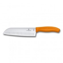 Кухонний ніж Victorinox SwissClassic Santoku з повітряними кишенями 170 мм у блістері Оранжевий (6.8526.17L9B)