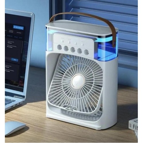 Настільний вентилятор No Brand з зволожувачем повітря Air Cooler Fan з USB та LED підсвічуванням 21x26x9 см Білий (2104618501) Настільний вентилятор No Brand з зволожувачем повітря Air Cooler Fan з USB та LED підсвічуванням 21x26x9 см Білий (2104618501)